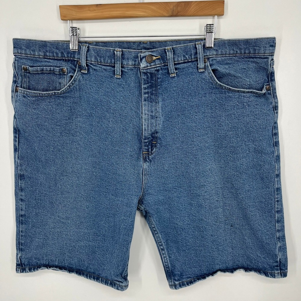 Wrangler Premium Quality Mens Denim Shorts Blue Size 44 Medium Wash Stretch